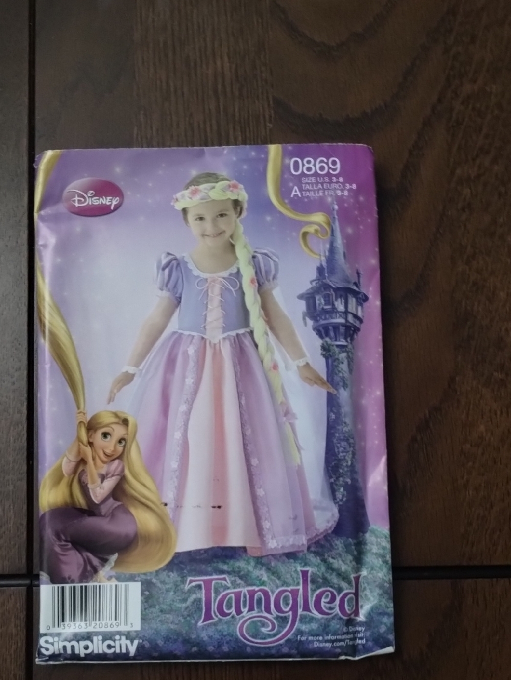 Simplicity Disney Tangled Rapunzel Dress Sewing Pattern Girls Size 3-8